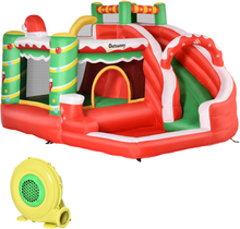 Castello gonfiabile gigante a tema natalizio per bambini 3-8 anni con scivolo