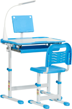Banco scuola con sedia per bambini 6-12 anni altezza regolabile blu