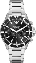 Emporio Armani AR11360 Horloge Diver Chrono staal zilverkleurig-zwart 43 mm