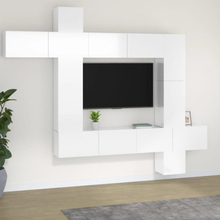 vidaXL Tv-skåp 9 delar högglans vit konstruerat trä