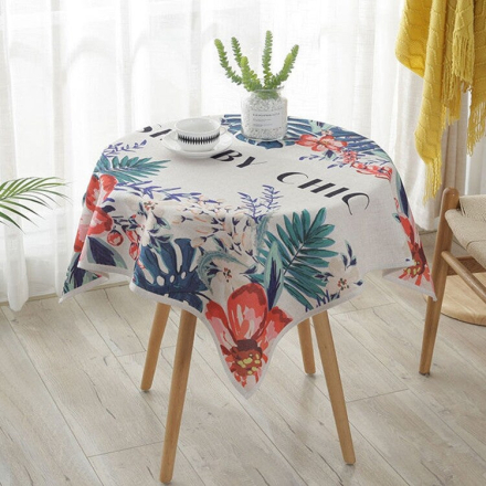 Greenery Linen Tablecloth Restaurant Bar Household Tablecloth, Size:130x180cm(Watercolor Banana Leaves)