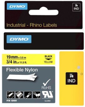Dymo Tape Rhinopro Flex Nylon 19mm Sort/gul