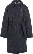 Quilted Long Trench Outerwear Jackets & Coats Quilted Jackets Navy Tommy Hilfiger