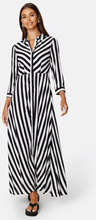 Y.A.S Savanna Long Shirt Dress Black Stripe:W WHITE S