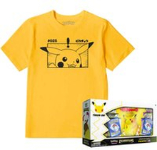 Pokémon TCG: Celebrations Premium Figure Collection 25th Anniversary - Pikachu VMAX & T-Shirt Bundle - XS - Mustard