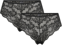 Pclina Lace Wide Brief 2-Pack Noos Trusser, Tanga Briefs Black Pieces