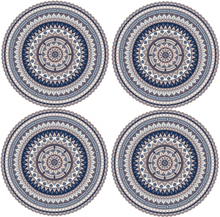 8x stuks Ibiza stijl ronde placemats van vinyl D38 cm blauw