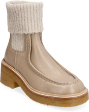 Booties - Flat - With Elastic Shoes Boots Ankle Boots Ankle Boots With Heel Beige ANGULUS