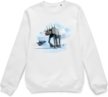 Star Wars AT-AT Christmas Reindeer White Christmas Jumper - L