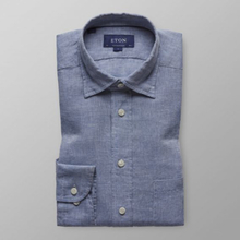 Eton Contemporary fit Ljusblå linneskjorta med button underkrage