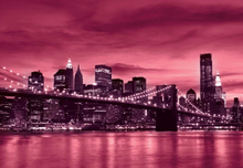 Fototapet Fondvägg City Brooklyn Bridge New York Pink Photo (312 cm x 219 cm )