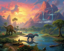 Dinosaurier – Malen nach Zahlen, 75x60cm / Ohne Rahmen / 36 Farben (Bestseller)