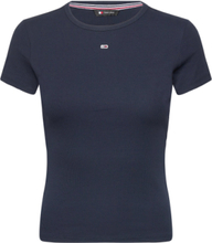 Tjw Slim Essential Rib Ss Ext T-shirts & Tops Short-sleeved Marineblå Tommy Jeans*Betinget Tilbud