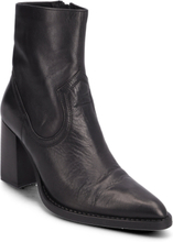 Leather Ankle Boots With Block Heel Shoes Boots Ankle Boots Ankle Boots With Heel Black Mango