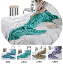 90x190cm Yarn Knitting Mermaid Tail Blanket Fish Scales Style Warm Super Soft Sleep Bag Bed Mat
