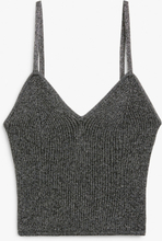 Cropped rib knit glitter singlet - Black