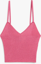 Cropped rib knit glitter singlet - Pink