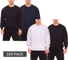 2er Pack FRUIT OF THE LOOM Herren Rundhals-Pullover Basic Baumwoll-Sweater Gewicht: 280gm/m² Schwarz/Navy oder Schwarz/Grau