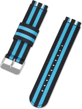 20mm Universal nylon + canvas watch strap silver buckle - Black / Marine Blue