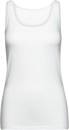 Basic Cotton Tank Top T-shirts & Tops Sleeveless Hvit Femilet*Betinget Tilbud