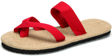 Big Size Flip Flops Pure Color Flax Casual Beach Sandals