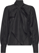 Blouse With Detachable Bow Tops Blouses Long-sleeved Black IVY OAK