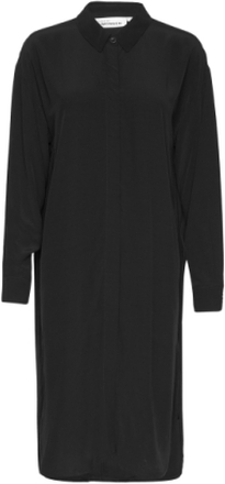 Ajanakb Solid Long Shirt Knælang Kjole Black Karen By Simonsen