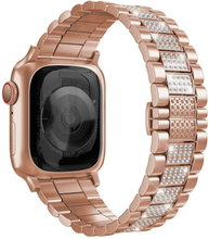Apple Watch Series 8 (45mm) / Watch Ultra three bead rhinestone décor watch strap - Rose Gold