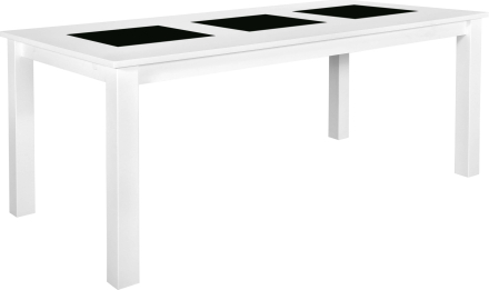 2 st Jasmine matbord 180x90 cm vit med svarta plattor