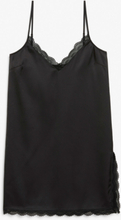 Lace trim slip dress - Black