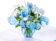 Pop Up kort - Vase med blå hortensia