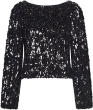 Sequins Top Designers Blouses Long-sleeved Black By Ti Mo