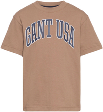 Over D Gant Usa T-Shirt T-shirts Short-sleeved Brun GANT*Betinget Tilbud