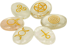 Wicca Symbolenstenen bergkristal SET van 6 - 3.3x2.3 - Edelsteen
