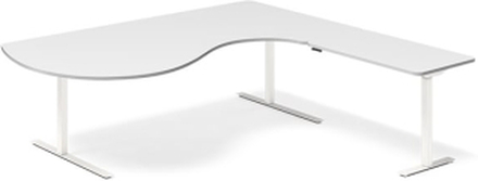 Lyft-/sänkbart bord DNA, Ljusgrå 1600x1800 mm Höger 3-benig/Vit