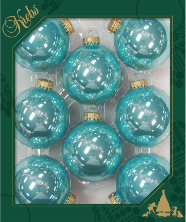 8x Waterlelie blauwe glazen kerstballen glans 7 cm kerstboomversiering