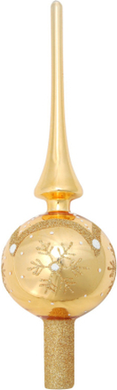 Luxe glazen piek goud met glitter sneeuwvlok 28 cm kerstpieken