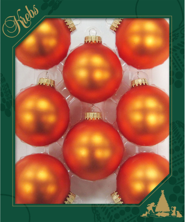 Kerstballen - 8x st - velvet oranje - 7 cm - glas - wildfire - kerstversiering