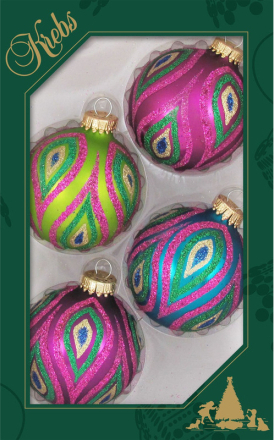 4x Color splash gekleurde glazen kerstballen glitter 7 cm kerstversiering