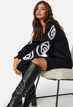 Object Collectors Item Objinda LS short knit dress Black Detail:Sandshe XS