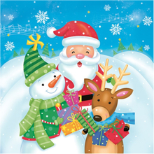 Daisy kerst thema servetten - 20x st - 33 x 33 cm - kerstman, sneeuwpop en rendier