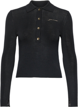 Mini Ribbed Merino Knit Designers T-shirts & Tops Polos Black Ganni