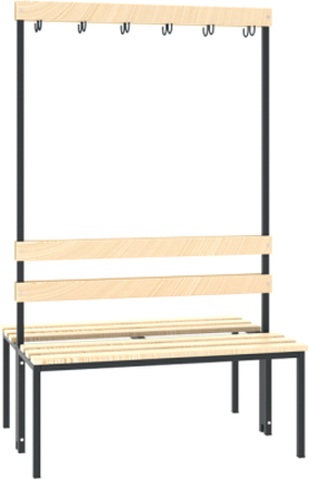 Garderobebank 100 cm breed - Dubbelzijdig met houten zitlatten