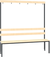 Garderobebank 150 cm breed - Enkelzijdig met houten zitlatten