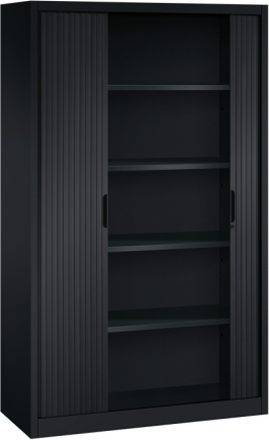 Roldeurkast zwart - H.195 x B.120 cm - Inclusief 4 legborden