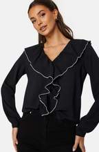 ONLY Lise Contrast Frill Shirt Black Detail: Pumice M