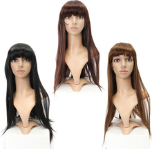 Fluffy Straight Wig High-Temperature Fiber Natural Long Hair Full Wigs Party 3 Colors