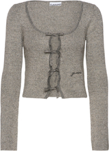 "Sparkle Rib Knit Designers T-shirts & Tops Long-sleeved Grey Ganni"