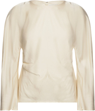 Mackenzie Wide Sleeve Draped Blouse Designers Blouses Long-sleeved Cream By Malina