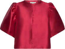Cleo Pouf Sleeve Blouse Blouses Short-sleeved Rød By Malina*Betinget Tilbud